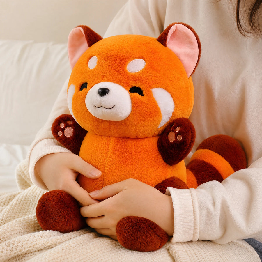 Kawaii Red Panda Plush with Fluffy Tail and Smile - Utilisation du produit