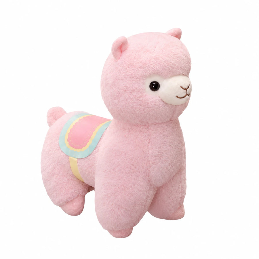 Llama Plush Toy with Rainbow Saddle Detail - 14in / 35cm · 19.5in / 50cm