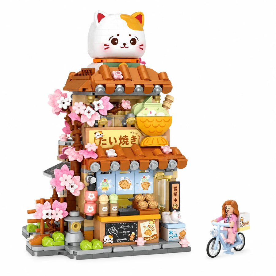 Micro Building Blocks Cafe - Foldable Cat or Bear Theme - Cat Cafe (With Box)