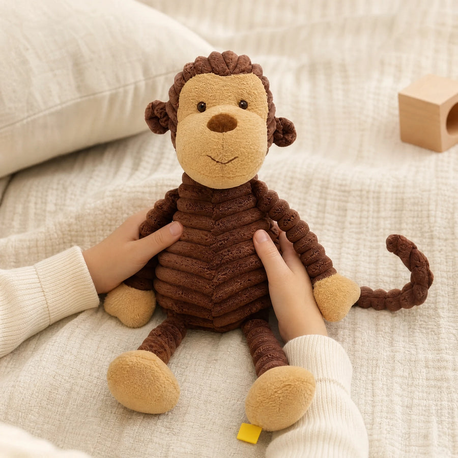 Monkey Plush with Corduroy Texture and Cuddly Design - Utilisation du produit
