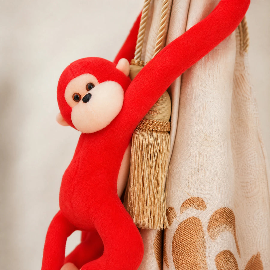 Monkey Plush with Long Tail in Red - Détail matière
