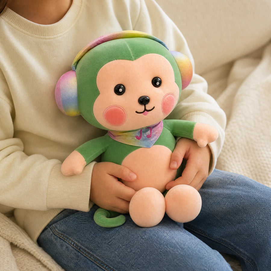 Monkey Plush with Rainbow Gradient Design and Soft Cotton - Utilisation du produit