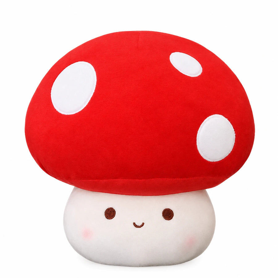 Mushroom Plush – Red Spotted with Smiling Face - M · L · S