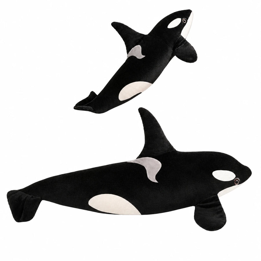 Orca Plush with Realistic Black and White Markings - 19.5in / 50cm · 29.5in / 75cm