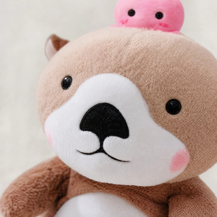 Otter Plush with Octopus Friend Kawaii Design - Détail matière