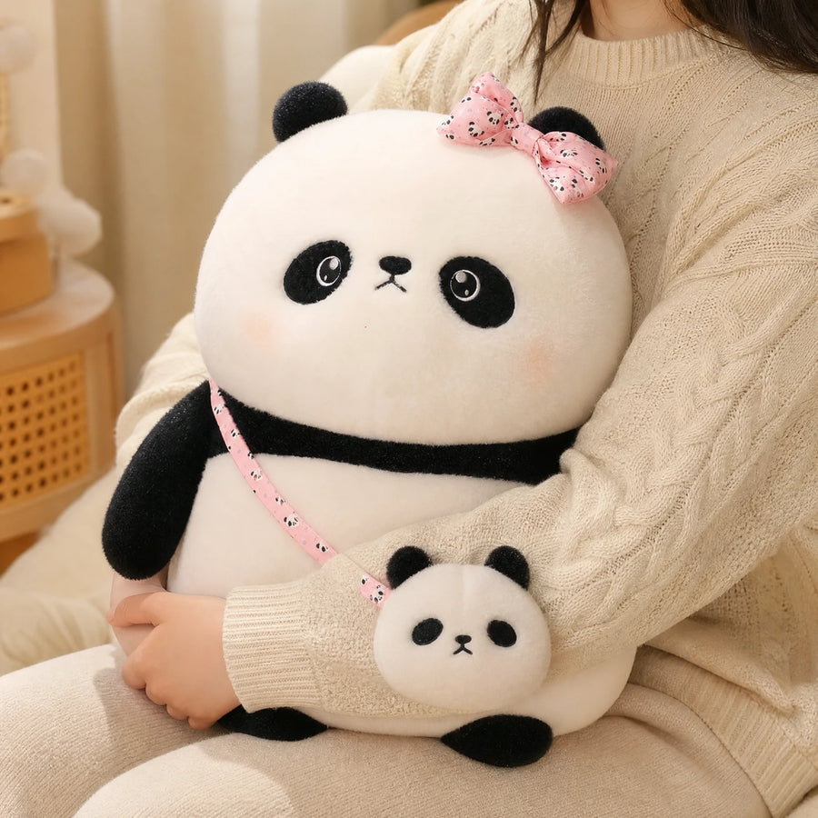 Panda Plush with Pink Bow and Baby Panda Bag - Utilisation du produit