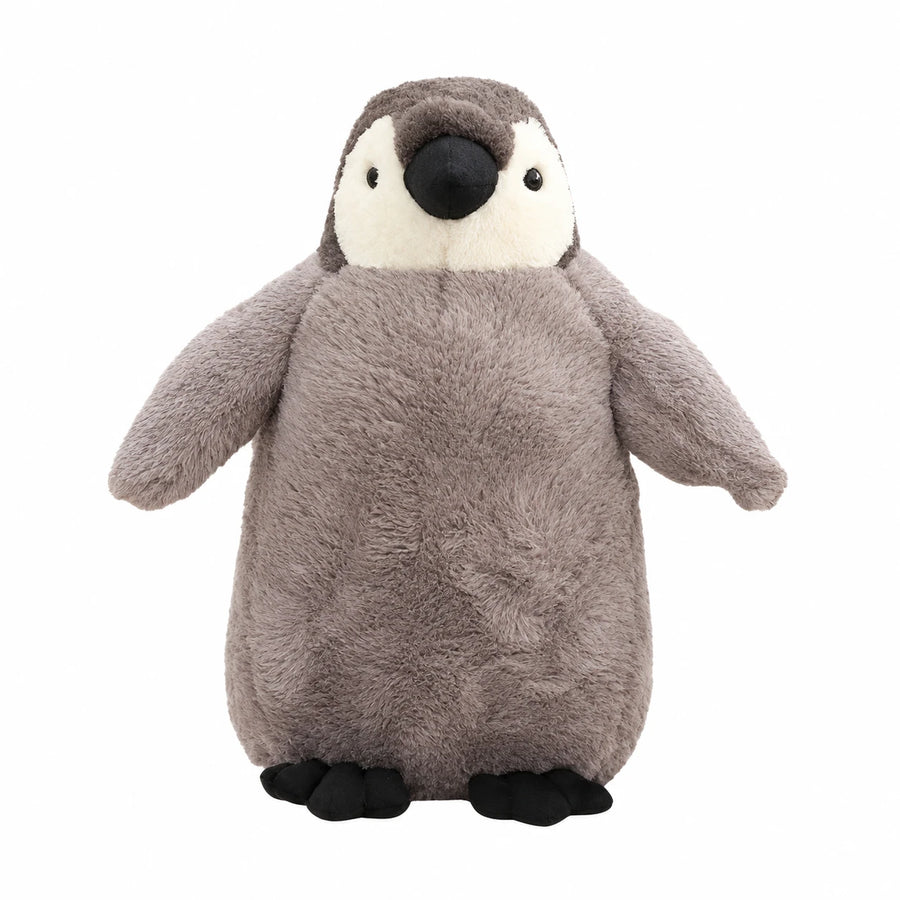 Penguin Plush with Soft Gray Coat and Black Beak - 9in / 23cm · 14in / 35cm