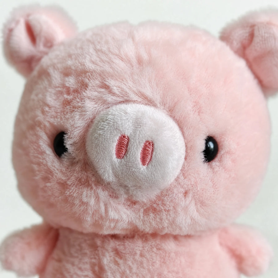 Pig Plush, Soft Pink Stuffed Animal with Embroidered Snout - Détail matière