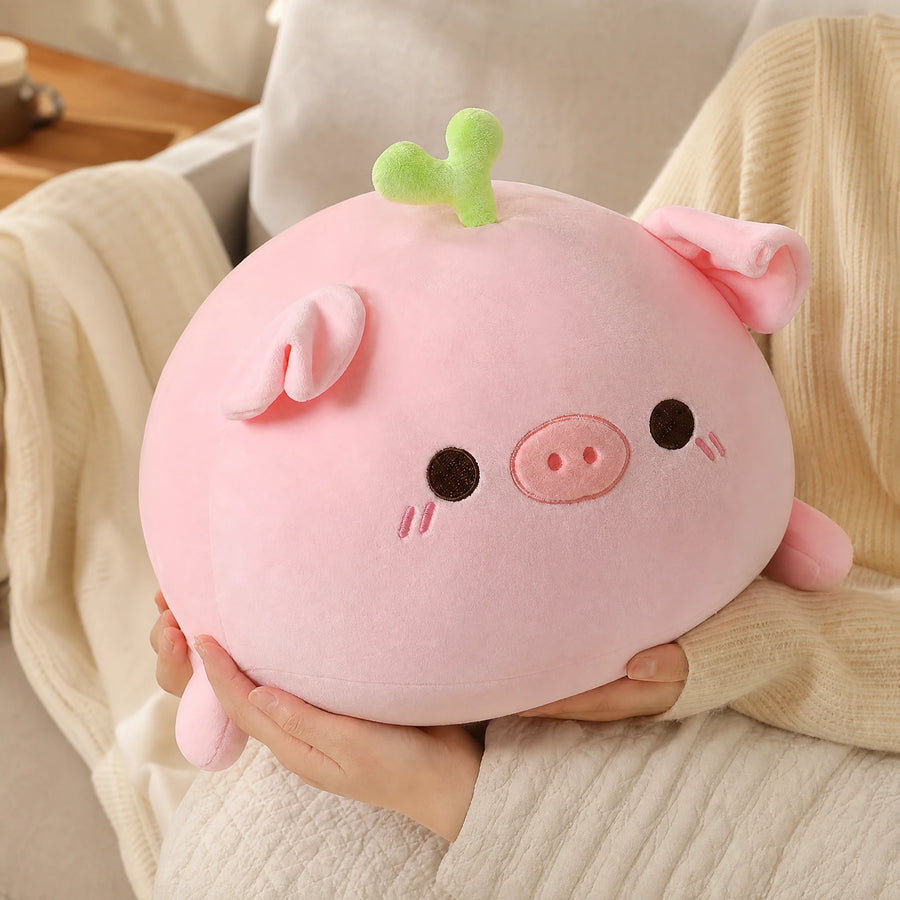 Pig Plush with Sprout or Flower - Round Kawaii Design - Utilisation du produit