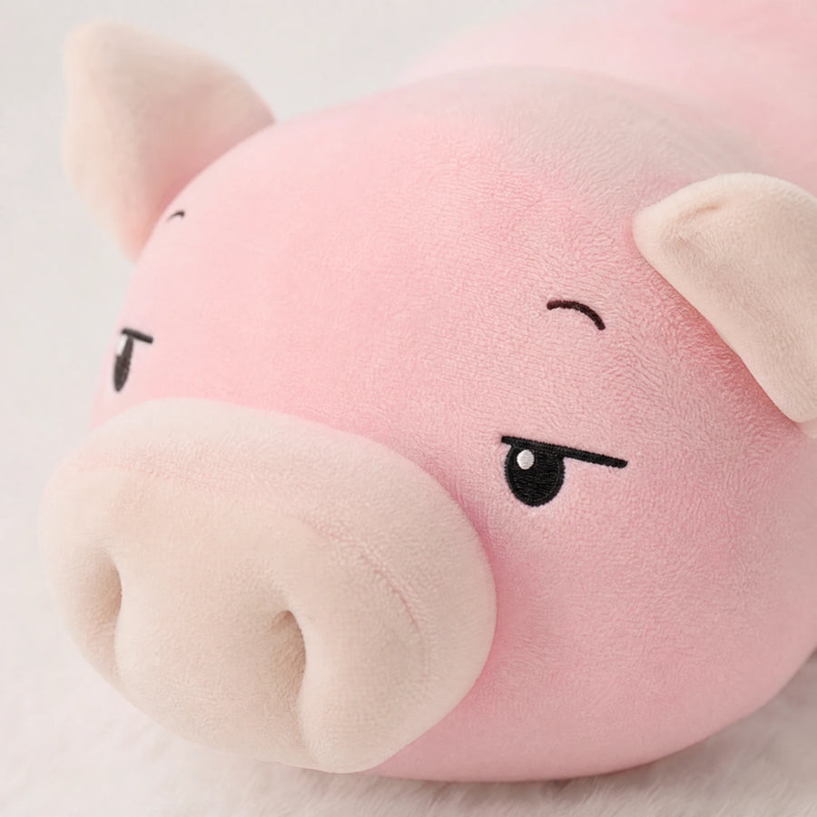 Pig Stuffed Animal in Lying Down Position with Blanket - Détail matière