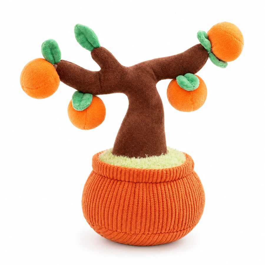 Plant Plush Toy with Corduroy Pot and Soft Textures - Persimmon