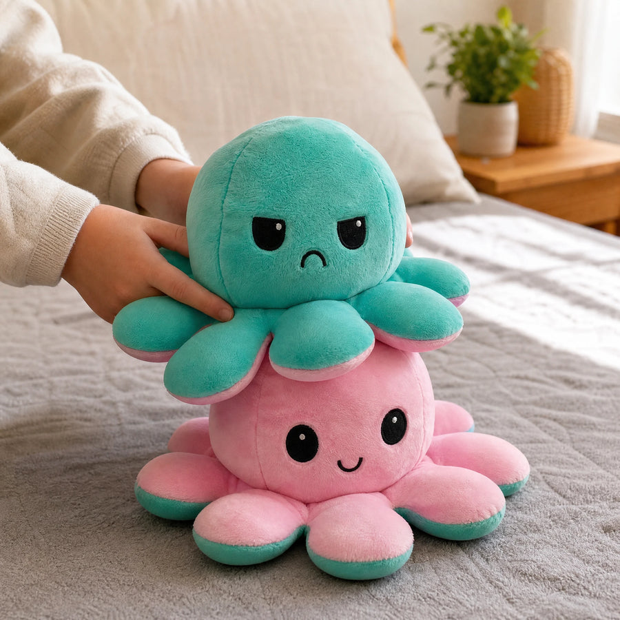 Reversible Octopus Plush with Dual Emotions - Mood Flip Toy - Utilisation du produit