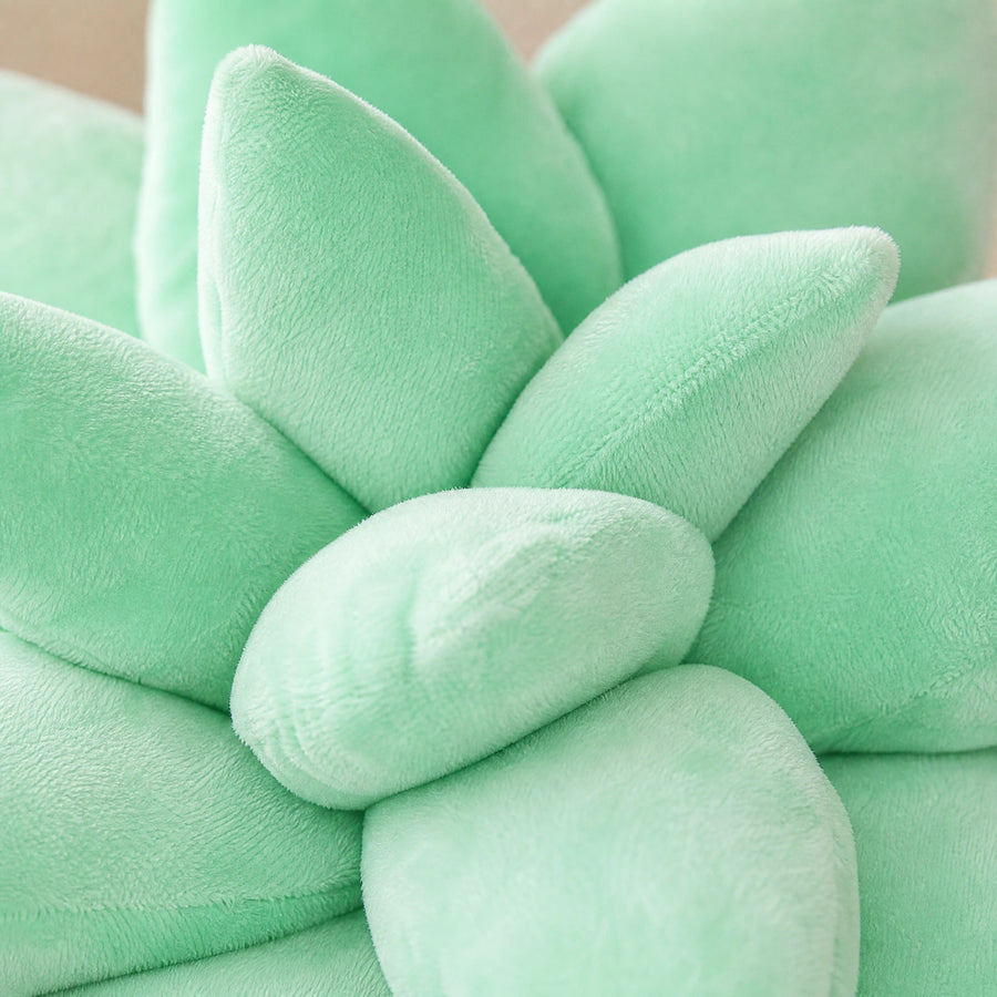 Succulent Plush Pillow in Mint Green with 3D Petals - Détail matière