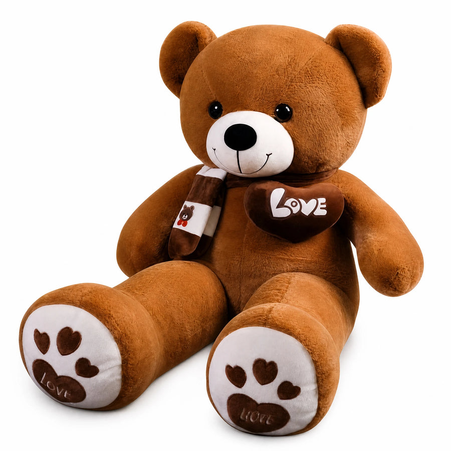 Teddy Bear Plush with Love Message and Bottle - Fond blanc, autre angle
