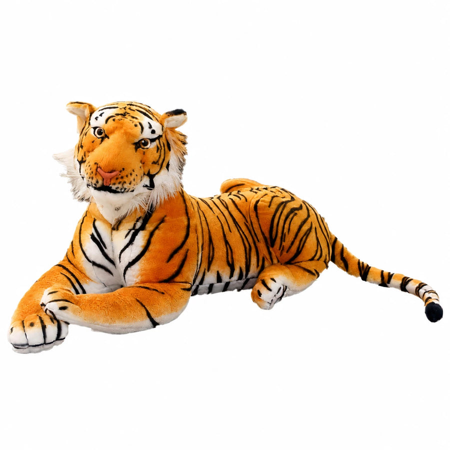 Tiger Plush Pillow in Reclining Pose with Orange Stripes - 19.5-21.5in / 50-55cm · 25.5-27.5in / 65-70cm