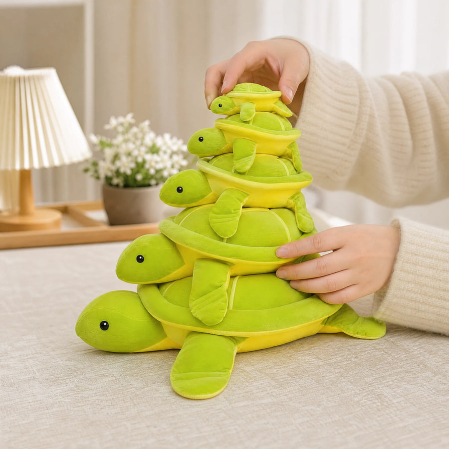 Turtle Plush Cushion with Five Stackable Sizes - Utilisation du produit