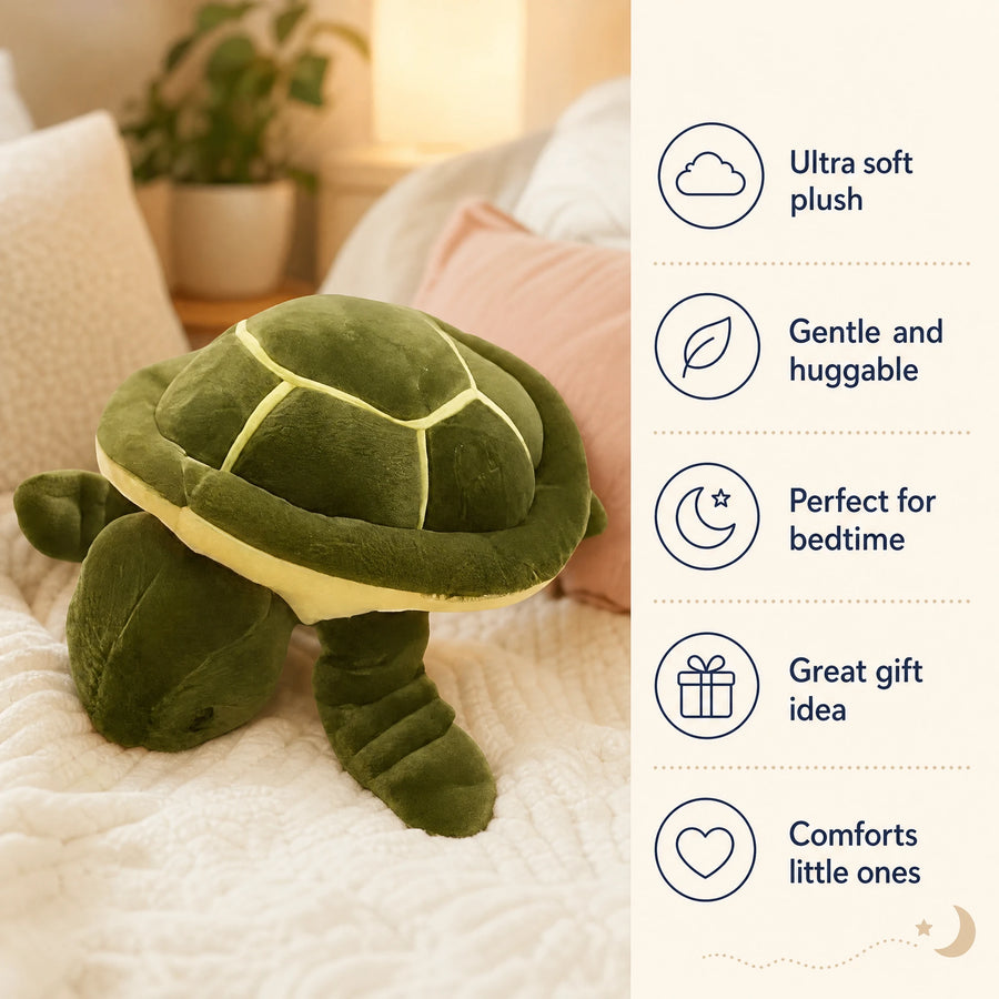 Turtle Plush with Realistic Shell Detail in Green - Bénéfices produit