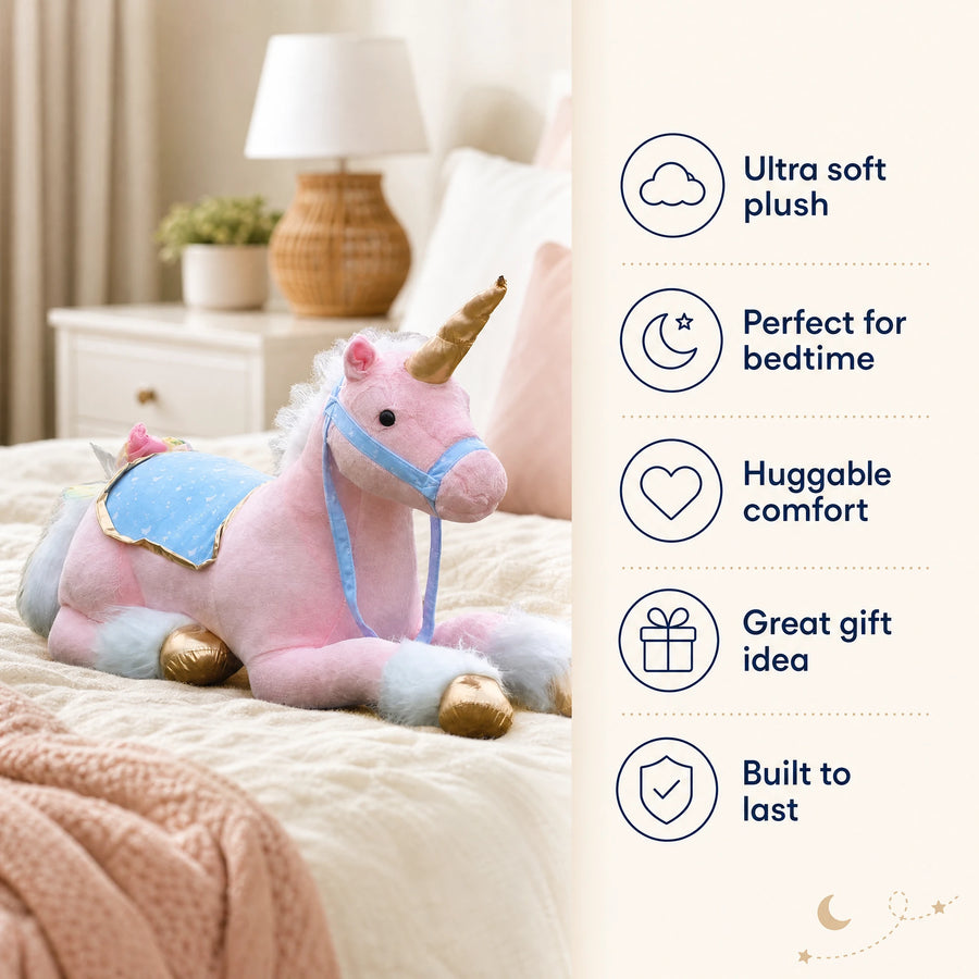 Unicorn Plush Riding Toy – Giant Pink Stuffed Animal - Bénéfices produit