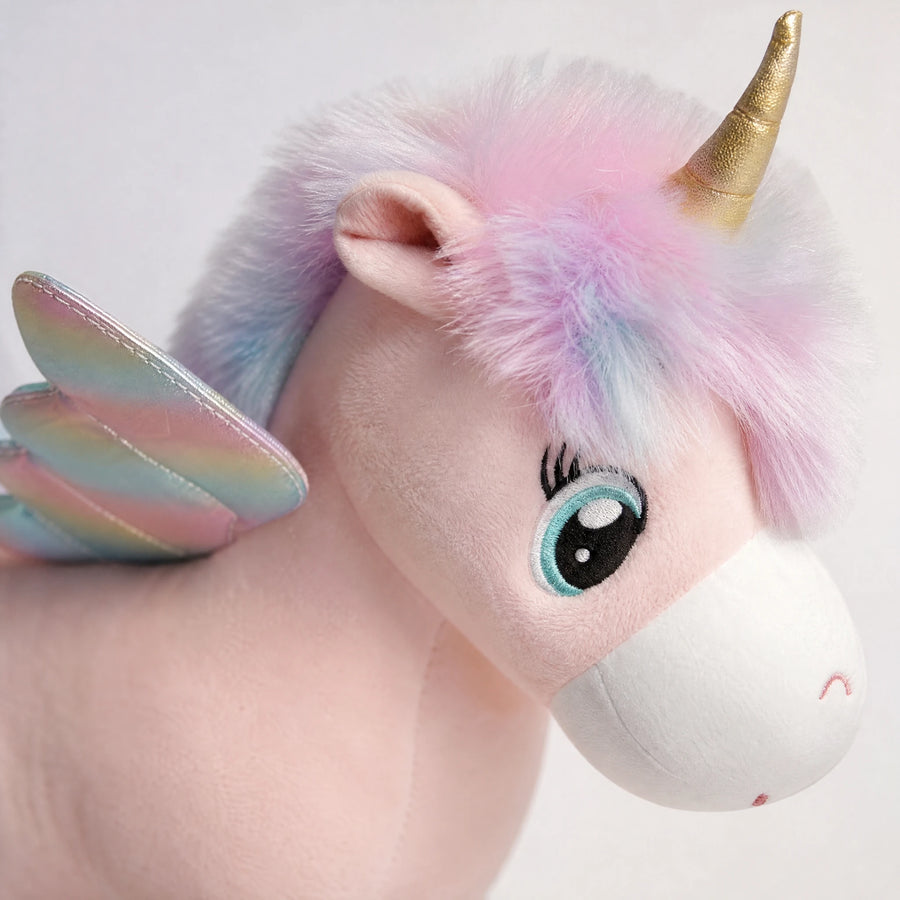 Unicorn Plush with Wings and Pastel Rainbow Mane - Détail matière