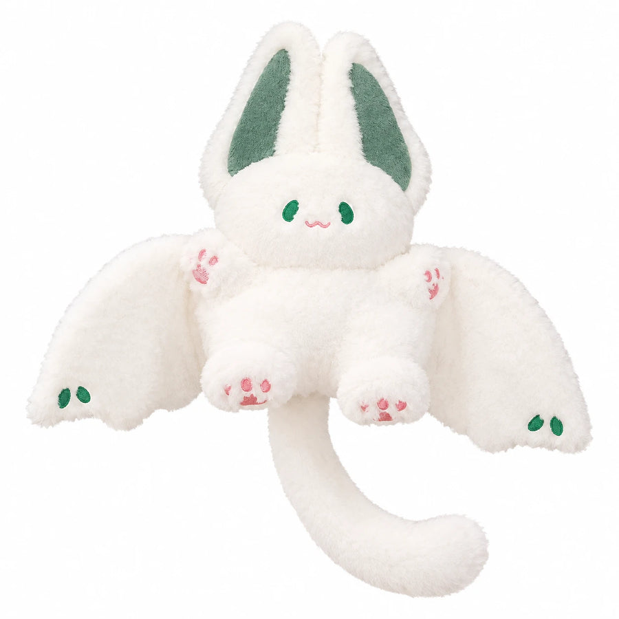 White Bat Plush with Pink Paw Details and Soft Wings - Green / 10in / 25cm … (4 tailles)