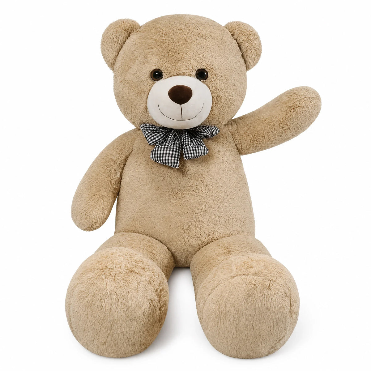 Giant Teddy Bear with Checkered Bow Tie Image