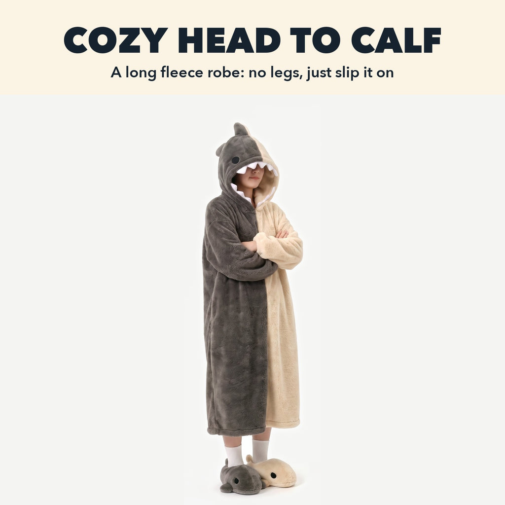 Shark Hooded Robe: Cozy head to calf