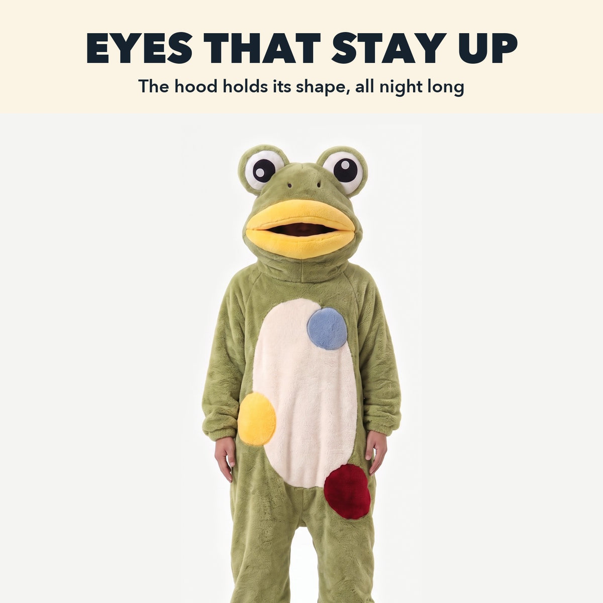 Frog Onesie: Eyes that stay up