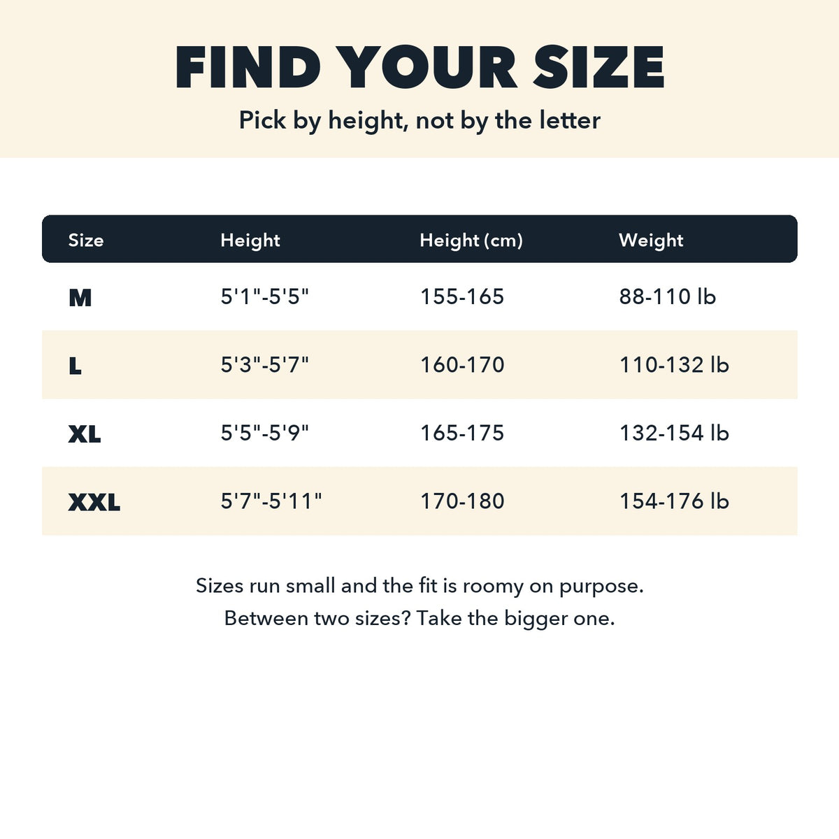 Bunny Onesie size guide in inches and centimeters