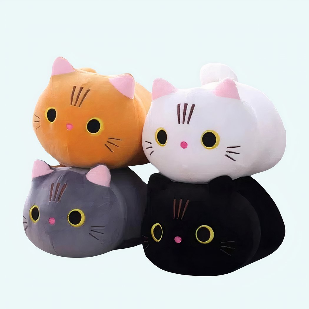 Peluche oreiller chat grands yeux