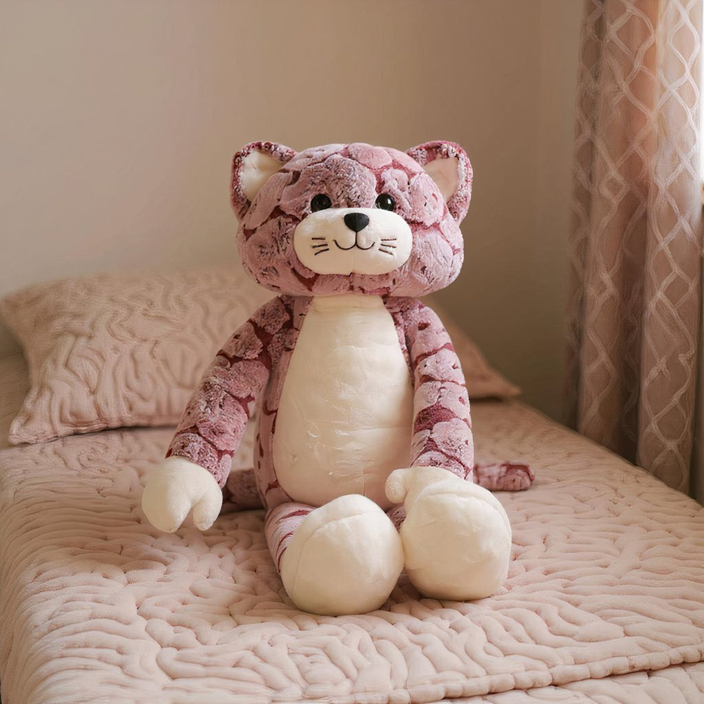 Peluche chat rose aux longues jambes