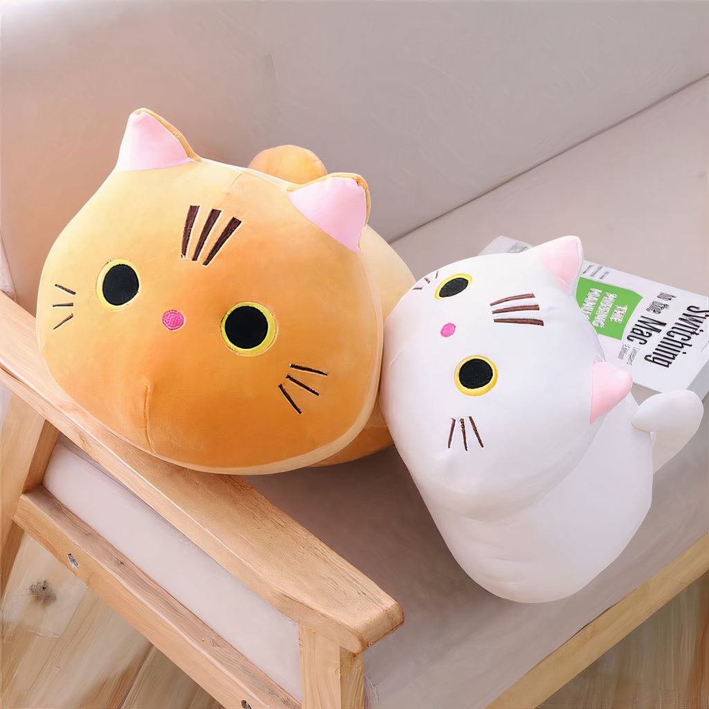 Peluche oreiller chat grands yeux