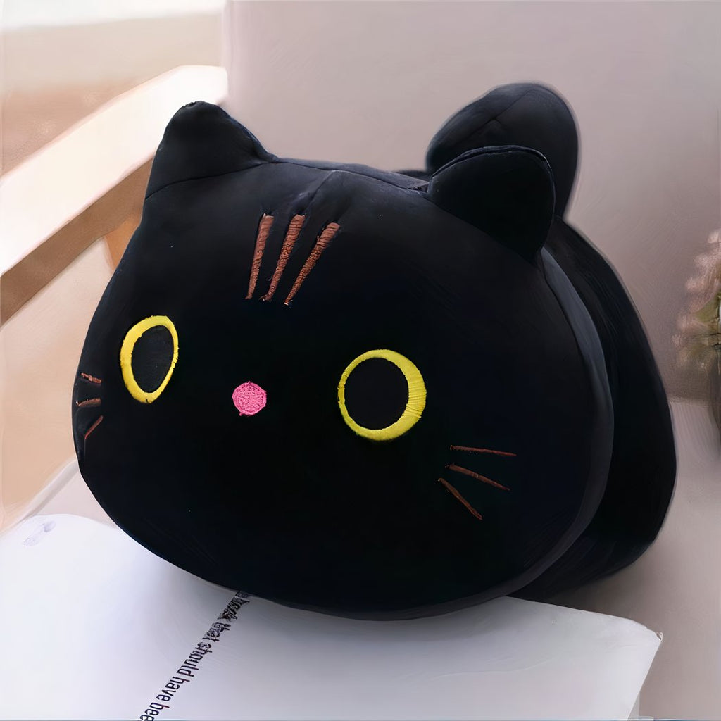 Peluche oreiller chat grands yeux