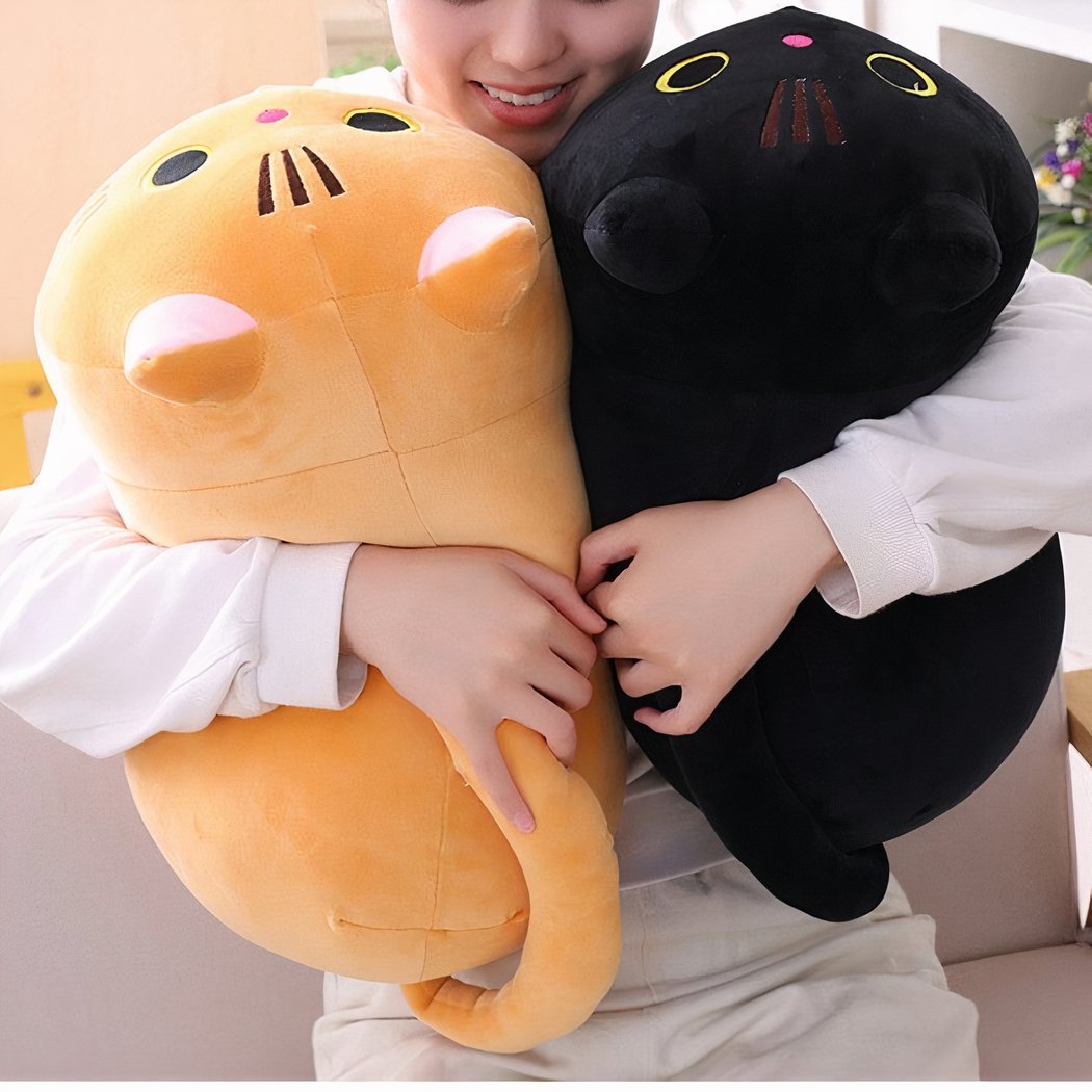 Peluche oreiller chat grands yeux