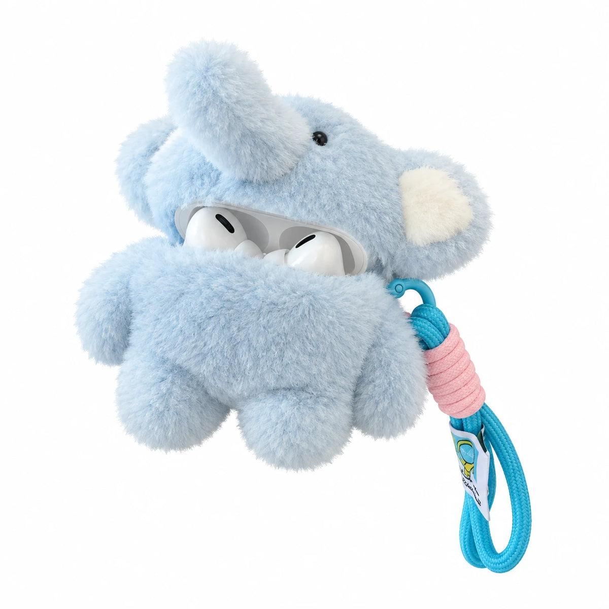 AirPods Case Plush with Fluffy Elephant Design and Lanyard - Blue / Airpods Pro 3