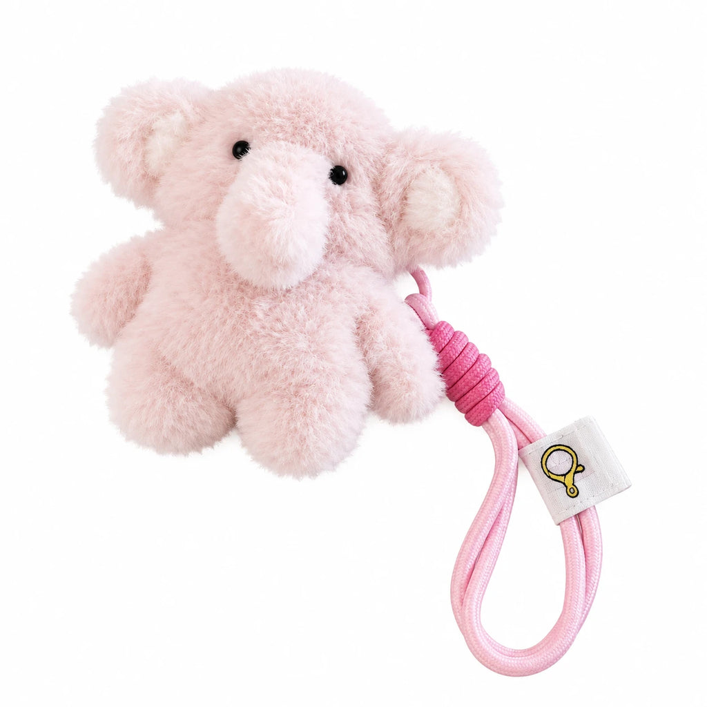 AirPods Case Plush with Fluffy Elephant Design and Lanyard - Pink / Airpods 1 / 2