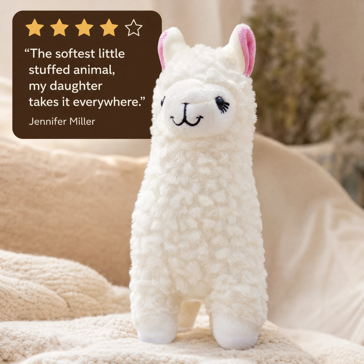 Alpaca Plush Toy in Soft Long-Pile Fabric - Image témoignage