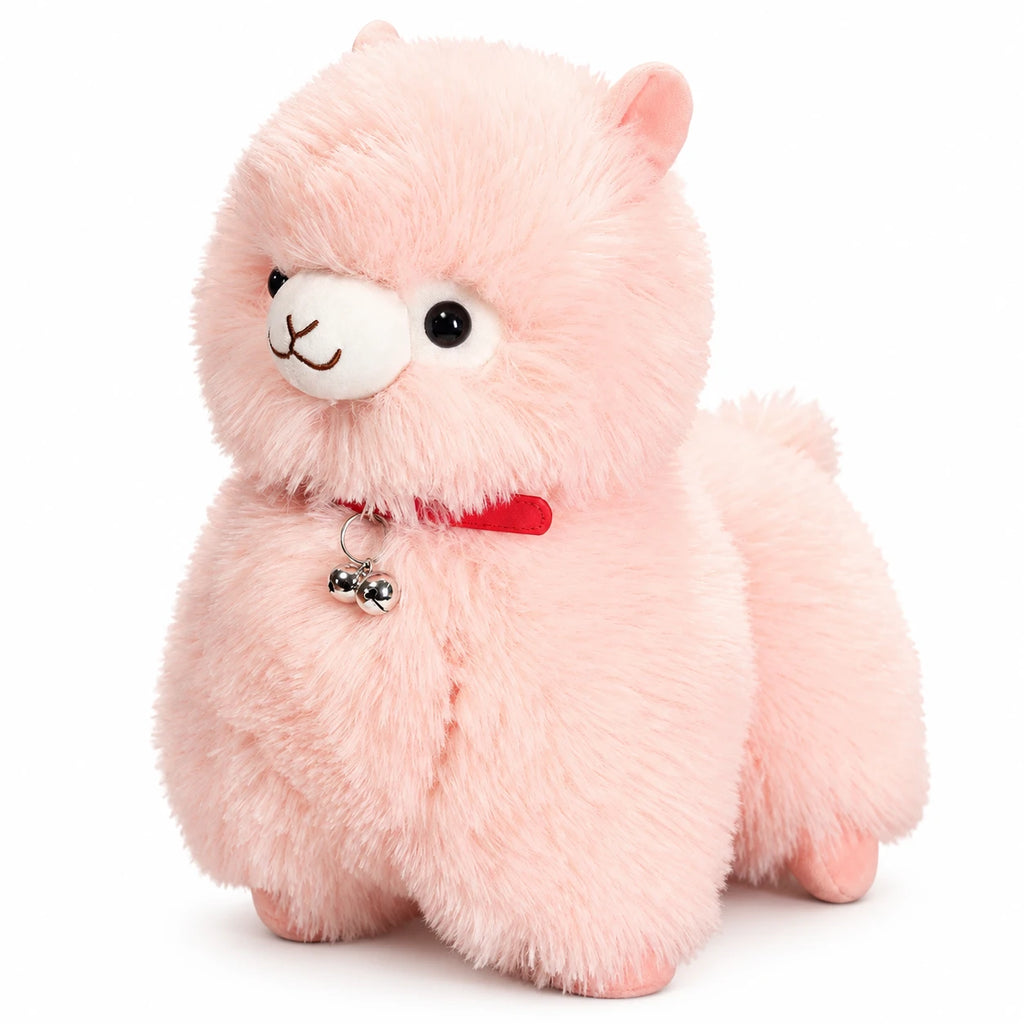Alpaca Plush Toy with Bell in Pink, White or Yellow - Pink / 14in / 35cm … (3 tailles)