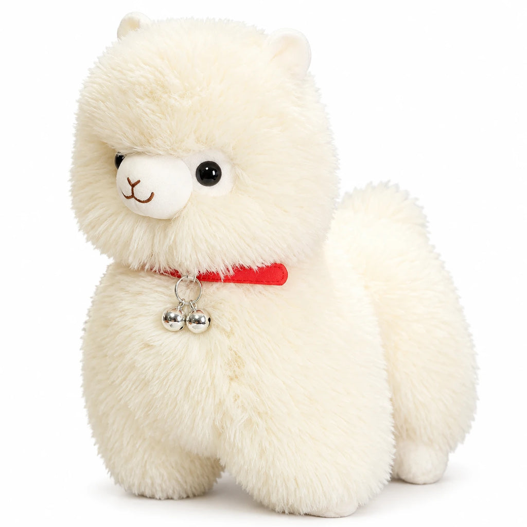 Alpaca Plush Toy with Bell in Pink, White or Yellow - White / 14in / 35cm … (3 tailles)