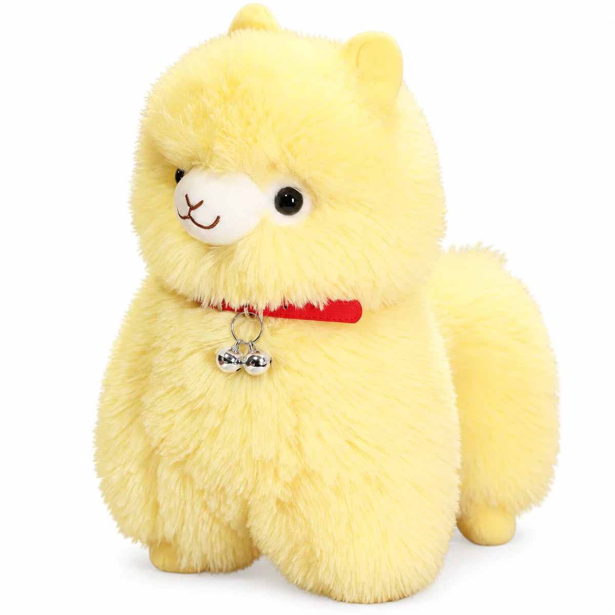 Alpaca Plush Toy with Bell in Pink, White or Yellow - Yellow / 14in / 35cm … (3 tailles)