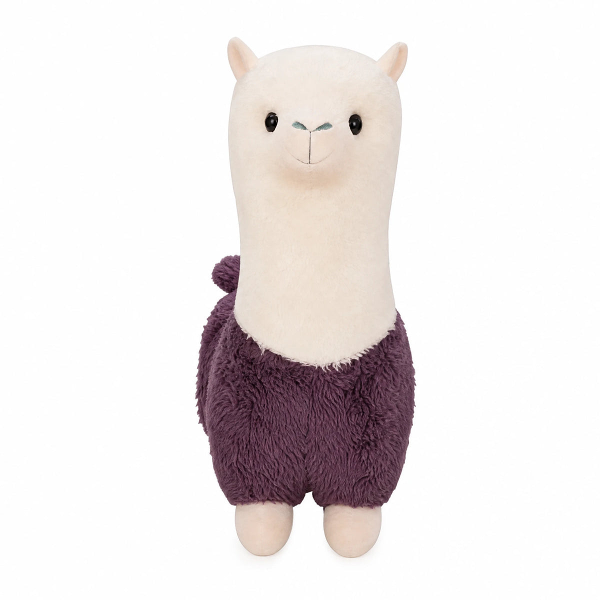Alpaca Plush Toy with Purple Fleece Coat – 28cm - Fond blanc
