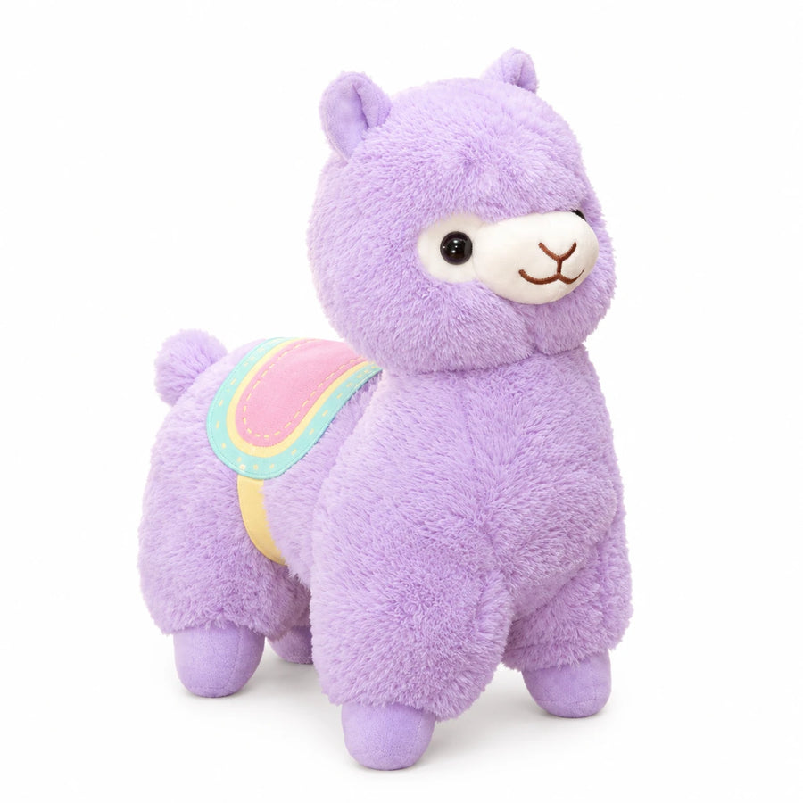 Alpaca Plush Toy with Rainbow Saddle - Purple - Purple / 13in / 35cm · Purple / 19in / 50cm