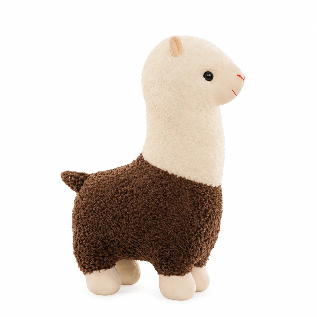 Alpaca Plush with Textured Colored Fleece – 25cm - Brown