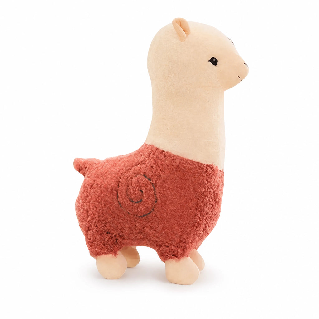 Alpaca Plush with Textured Colored Fleece – 25cm - Fond blanc