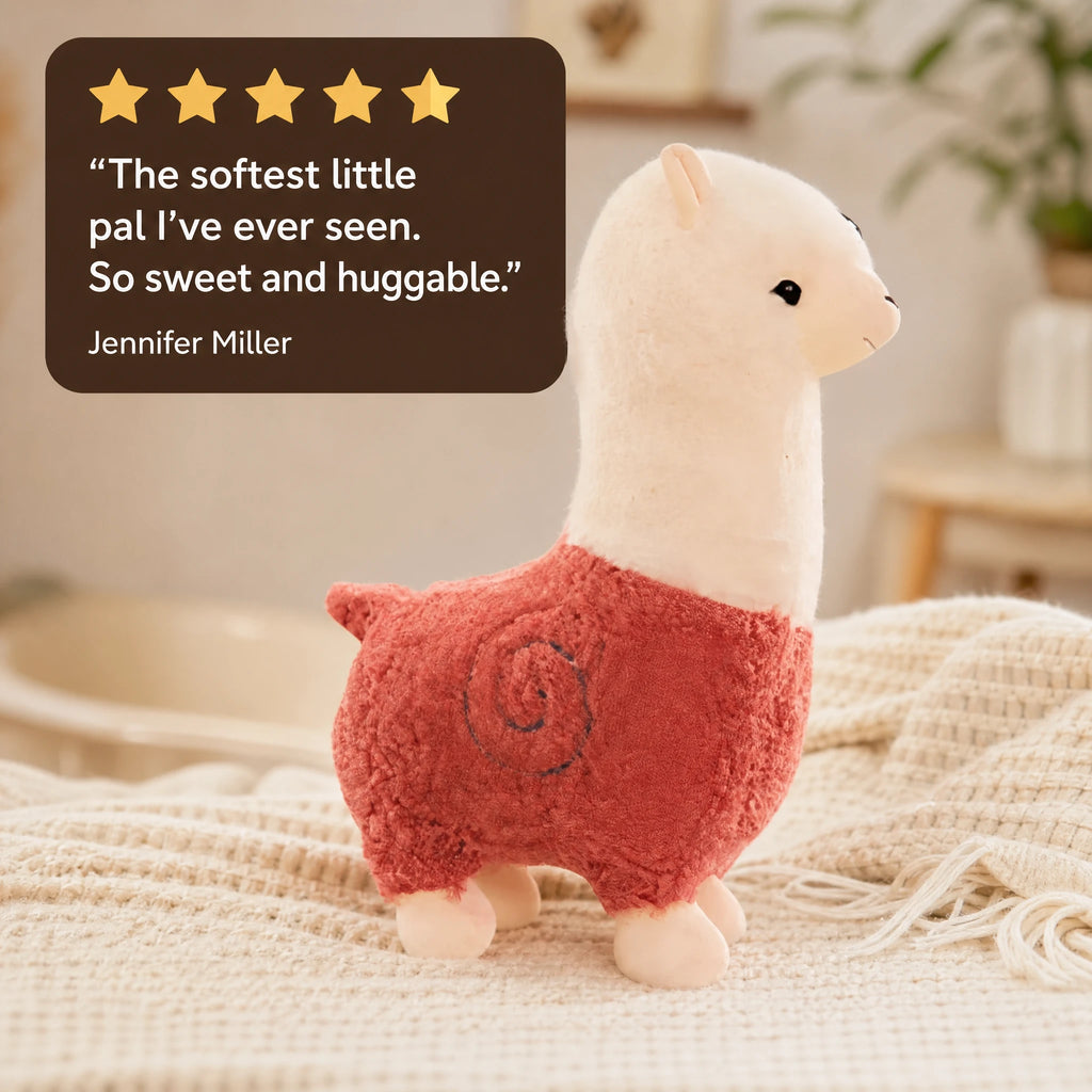 Alpaca Plush with Textured Colored Fleece – 25cm - Image témoignage