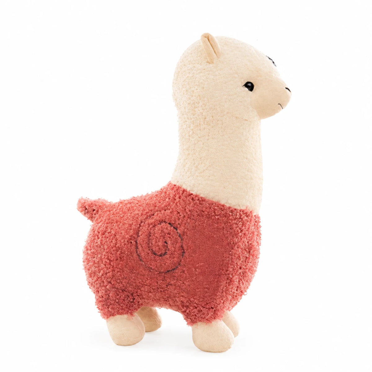Alpaca Plush with Textured Colored Fleece – 25cm - Pink