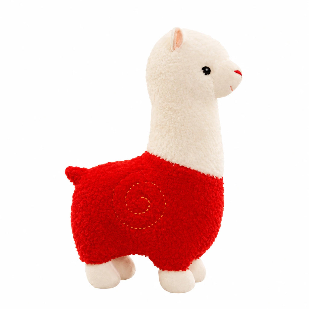Alpaca Plush with Textured Colored Fleece – 25cm - Red