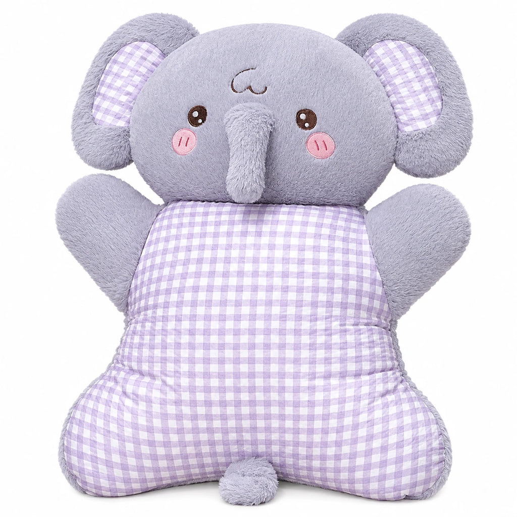 Animal Cuddle Pillow with Pink Gingham Body and Long Ears - Eelephant