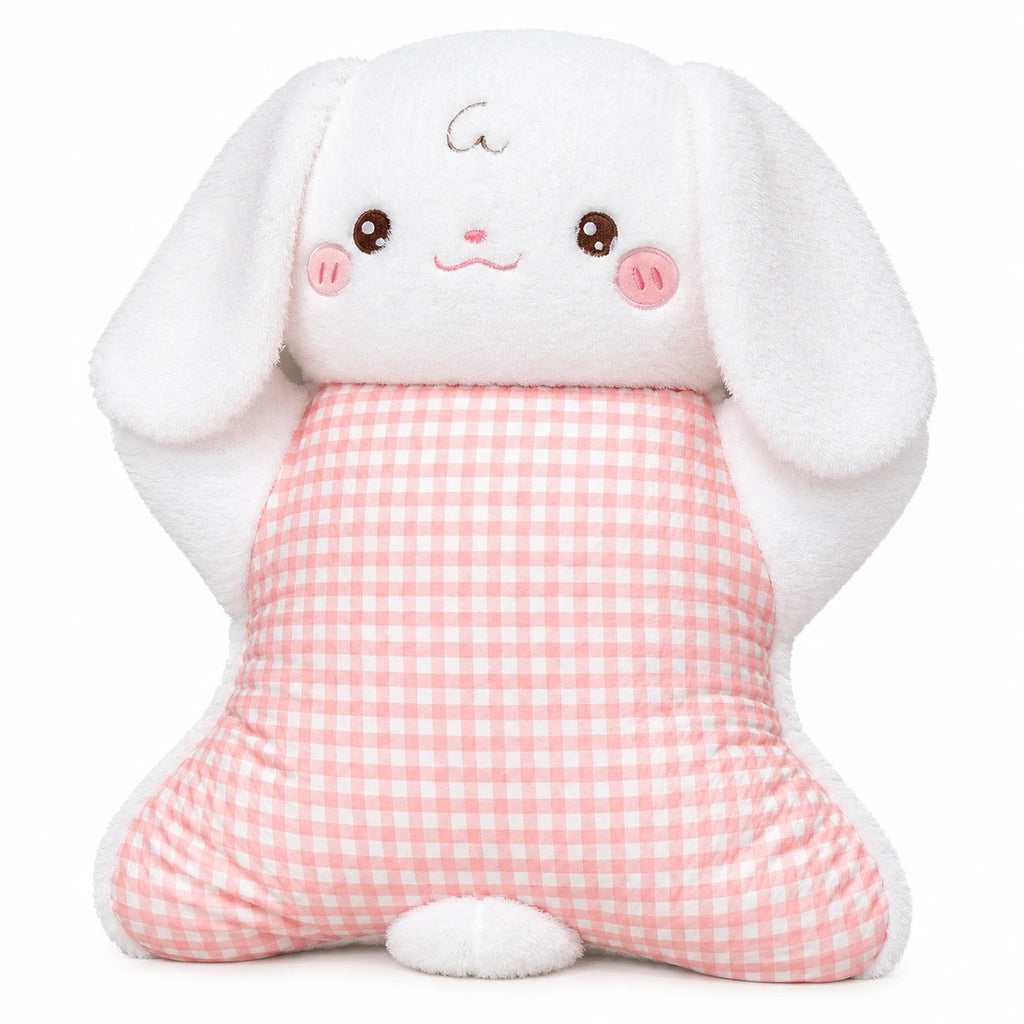 Animal Cuddle Pillow with Pink Gingham Body and Long Ears - Rabbit