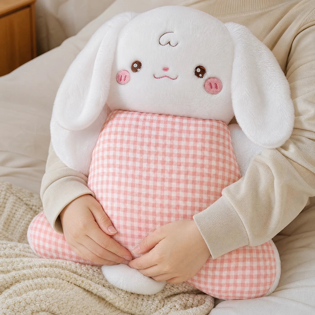 Animal Cuddle Pillow with Pink Gingham Body and Long Ears - Utilisation du produit