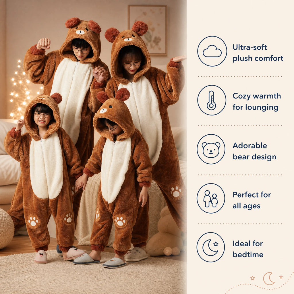Animal Onesie Pajamas with Bear Design and Fleece Sherpa - Bénéfices produit